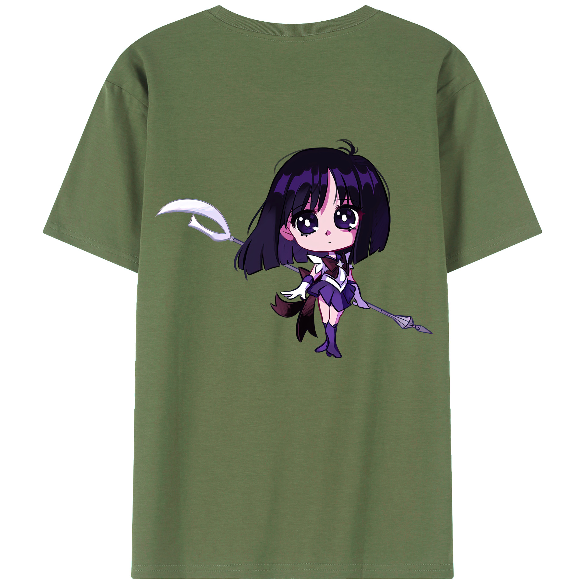 （画像用） 美少女戦士セーラームーン 土萠ほたる Sailor Moon Tomoe Hotaru （セーラーサターン；Sailor Saturn） 綿100％ メンズ半袖Tシャツ（バックプリント） 通気性